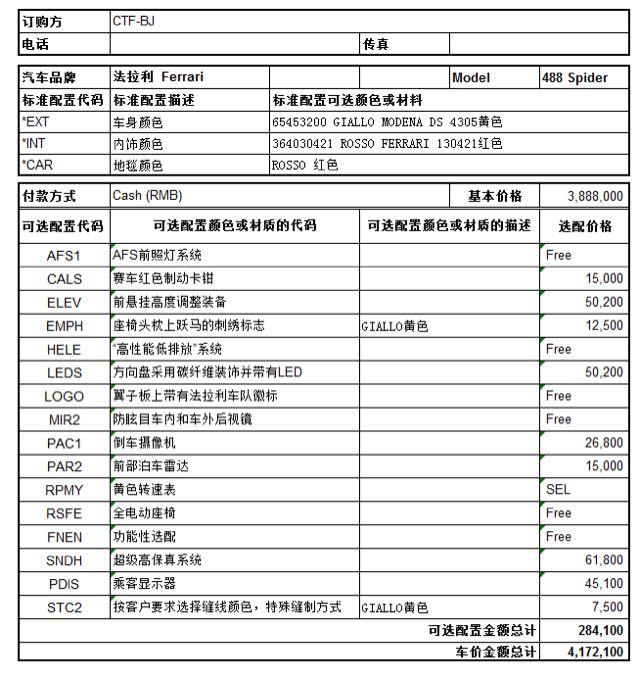 法拉利488现车可提 spider配置丰富自选